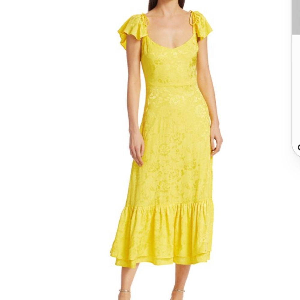 Prelove Marwa Flutter-Sleeve Midi Dress Sz 2 Color Yellow